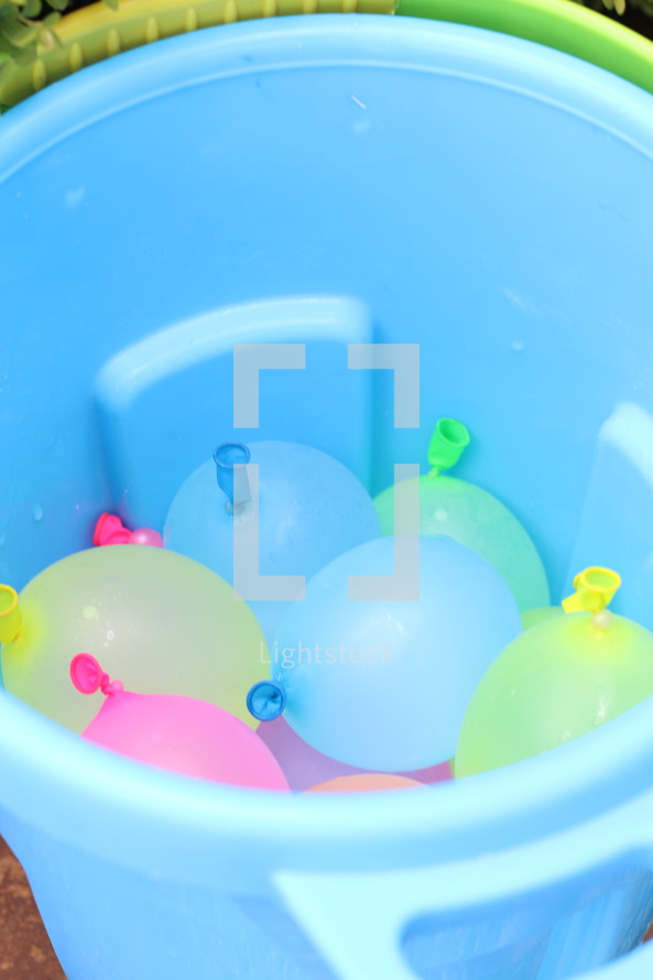 water balloons in a bucket 