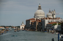 villas in Venice and the Santa Maria della Salute Basilica cathedral