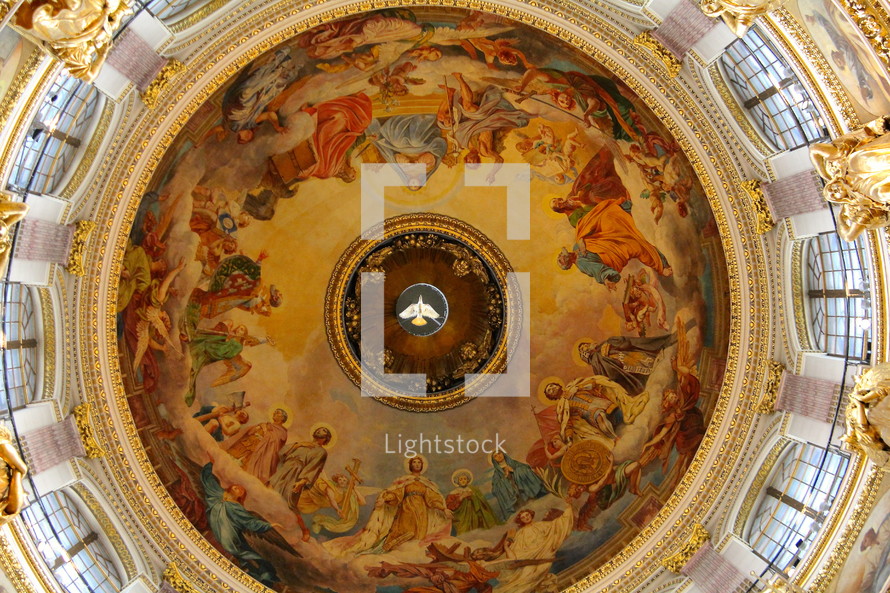 artwork painted on a Cathedral dome 