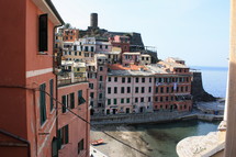 colorful houses along Italian coastline 