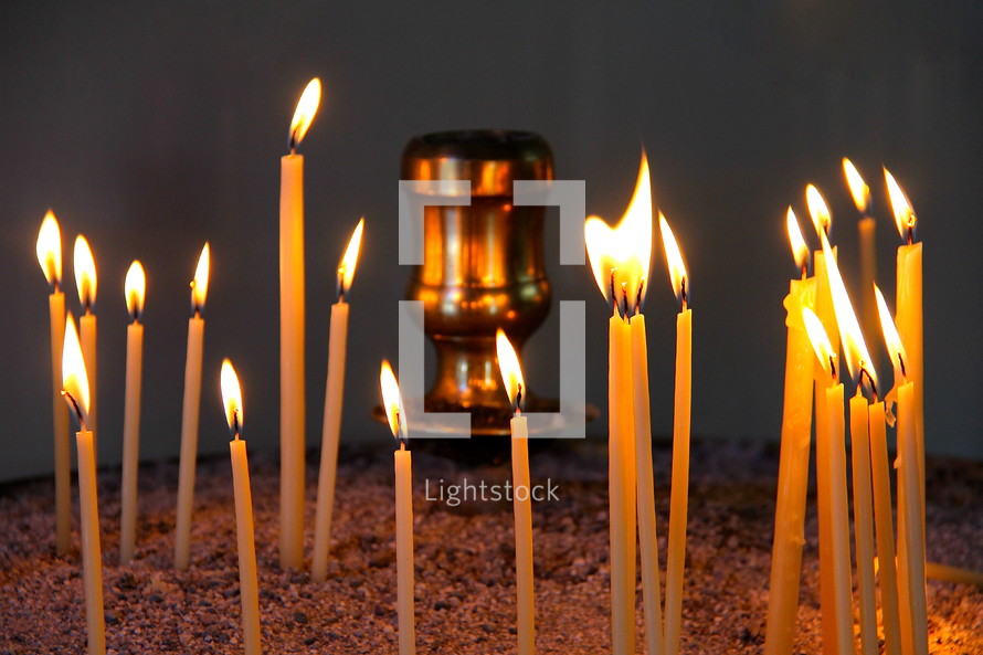 Votive or prayer candles in an Eastern Orthodox Church