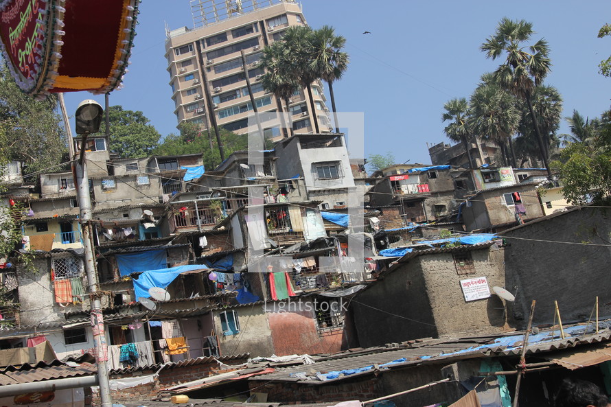 shanty town in Mumbai, India 
