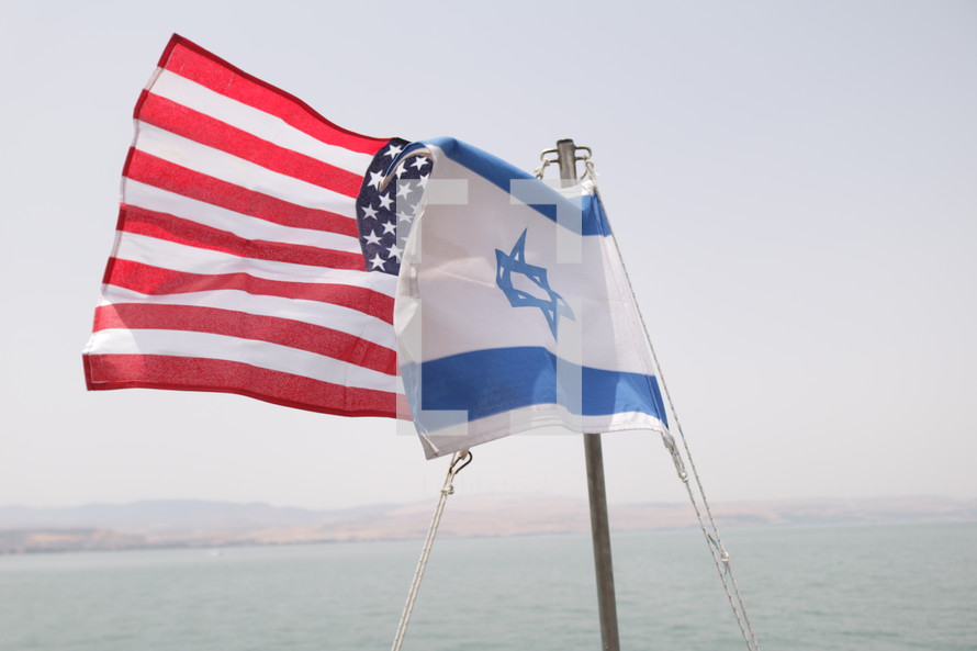 American and Israeli flag 