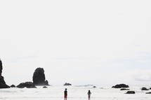 kids standing on a shore 