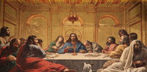 Painting of the last supper. Jesus in the Upper Room.
