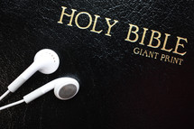 Holt Bible and earbuds 