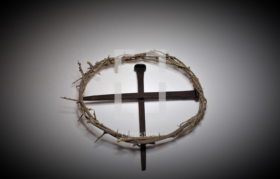 crown of thorns and nails in the shape of a cross
