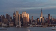 Sunset time lapse of New York City skyline.