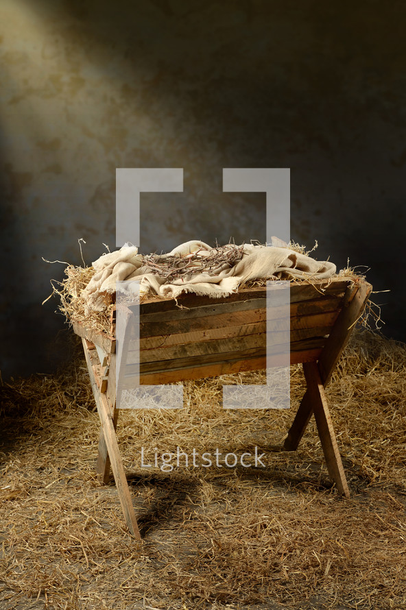 light shining on a manger 