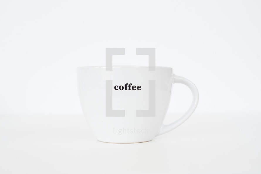 word coffee on a coffee mug 