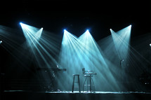 Lighted stage.