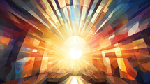 Abstract Easter empty tomb concept with colorful sunrays.  
