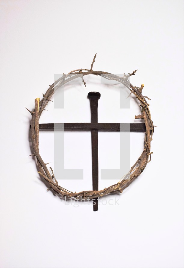 crown of thorns and nails in the shape of a cross