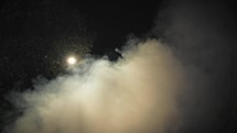 Smoke In The Dark Horror Cemetery For Halloween at Moonlight