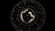 GEMINI Sign in the Zodiac Wheel With Star Constellations