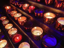 many prayer candles 