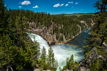 Lower falls of Yellowstone with a rainbow.