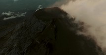 Aerial top-down view of Fuego Volcano in Guatemala