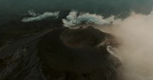 Close-Up Of Active Fuego Volcano Crater In Guatemala - aerial drone shot	