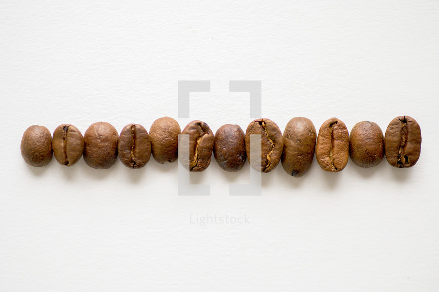 row of coffee beans