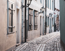 narrow cobblestone street 
