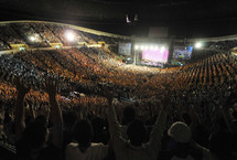 large group worship service in a stadium