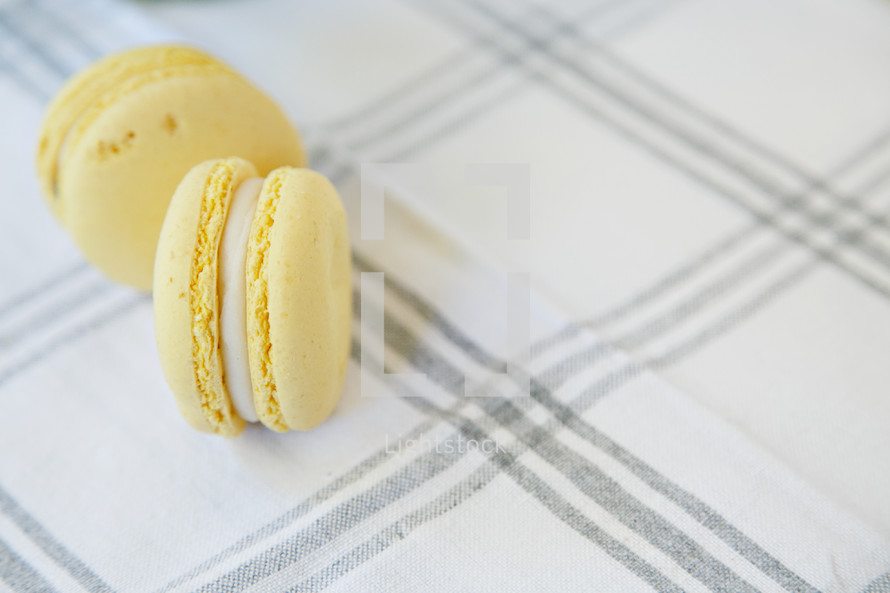 macaroons on a tablecloth 