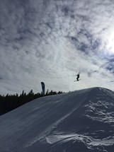 skier jumping on a slope 
