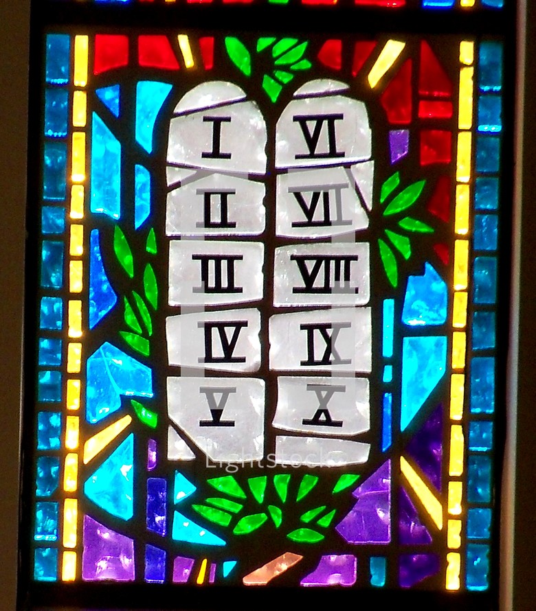 the ten commandments stained glass window 