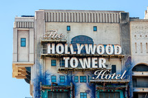 Paris, France - June 02, 2023: Tower of Terror, called Hollywood Tower, is a Disney attraction based on the idea of the free-fall tower.