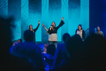 worship leaders in song during a worship service 