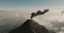 Aerial of Volcanic eruption activity of Fuego volcano in Guatemala	
