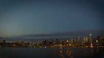 Arriving in Seattle on the ferry at sunset in the summer.  Such an amazing sight.