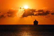 cruise ship and sunset 