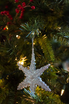 star ornament on a Christmas tree 