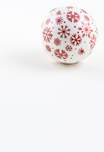 Red and white Christmas ball on a white background.