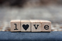 word love in wooden blocks 