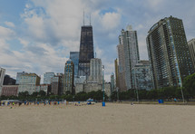 beach with city view 