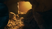 glowing light in an empty tomb 