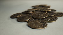 old coins on a white background 