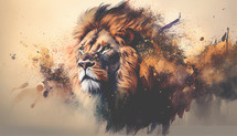 Watercolor of a courageous lion