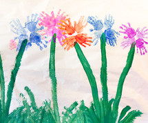 flowers from children's handprints