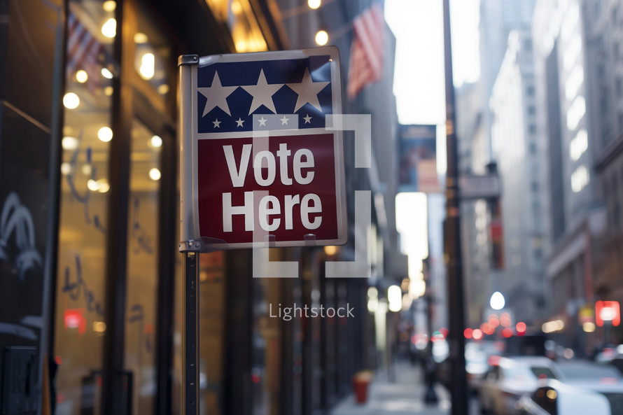 AI Image. Vote here sign on a street