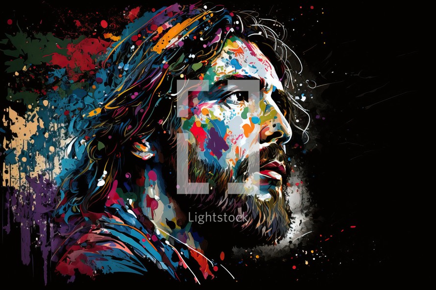 Jesus Abstract Painting Illustration