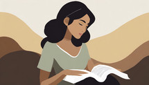 Woman Reading the Bible Illustration
