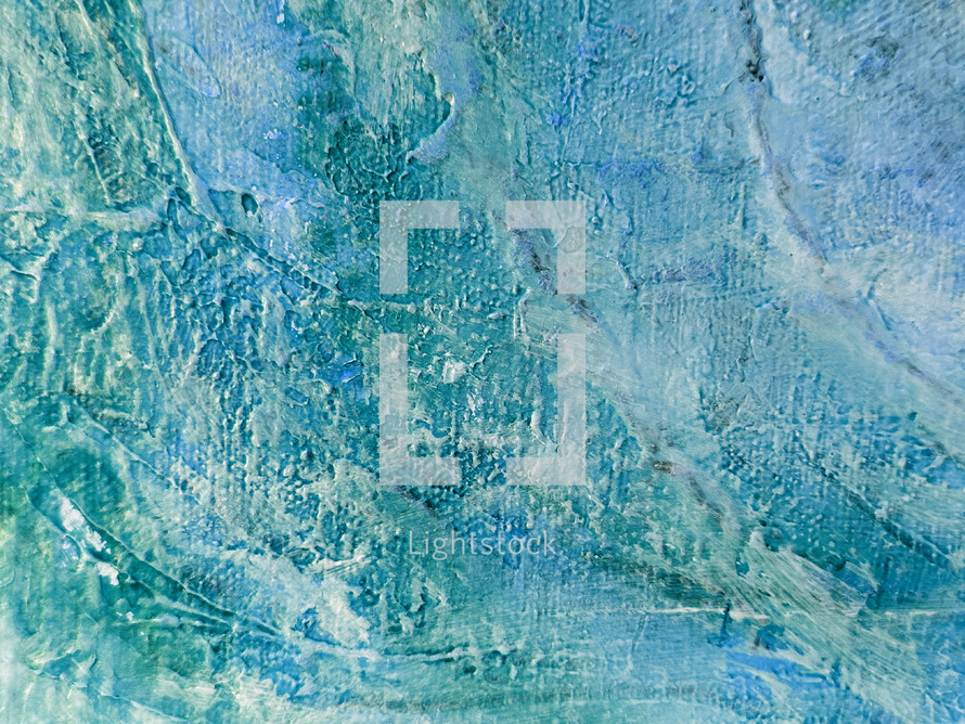 rough texture on canvas with blue and green paint - abstract background