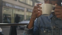 a man drinking coffee in Gothenburg, Sweden