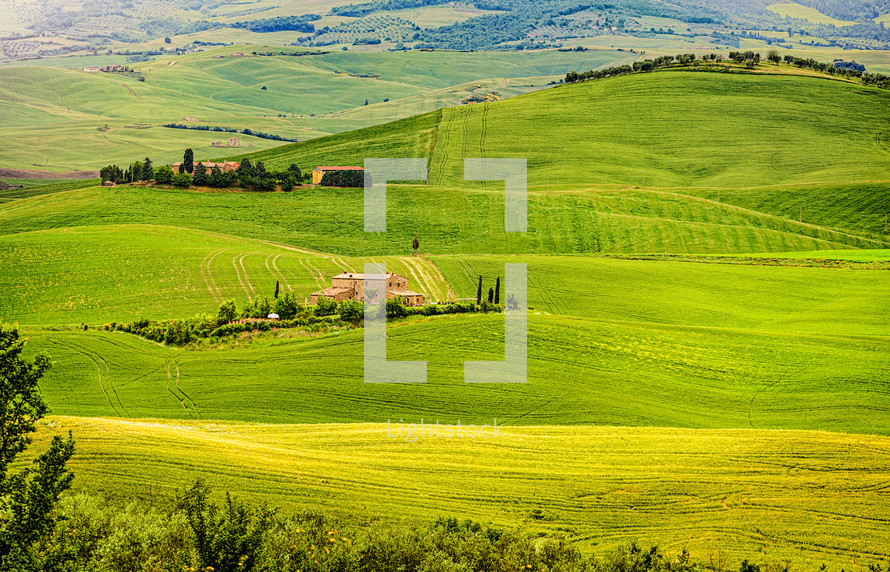 view of scenic Tuscany landscape in Val d'Orcia, Italy