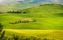 view of scenic Tuscany landscape in Val d'Orcia, Italy