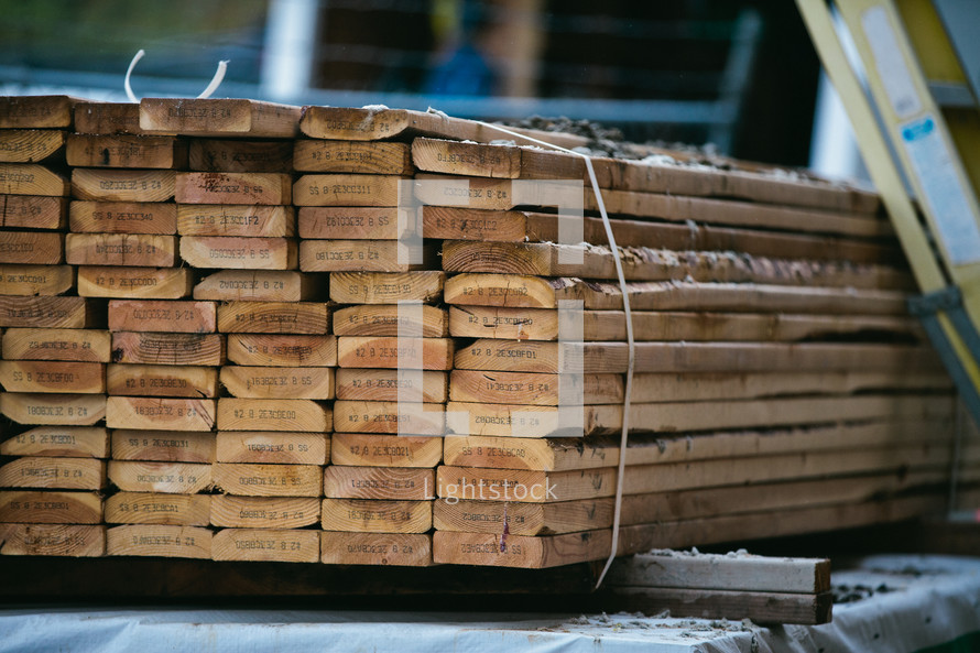 Bound load of lumber.